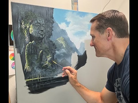 #109 Part 1 of Jungle Ruins - Distant Mountains | Acrylic Painting Tutorial | Marc Harvill Art