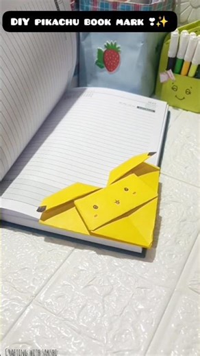 DIY pikachu book mark ❣️✨#craftingwithsakshi #artscraft #craft #shorts #subcribe