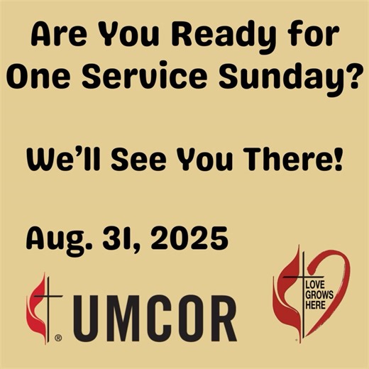 We're ready for One Service Sunday! Aug. 31 at Conway First United Methodist Church. | First United Methodist Church, Conway, Arkansas