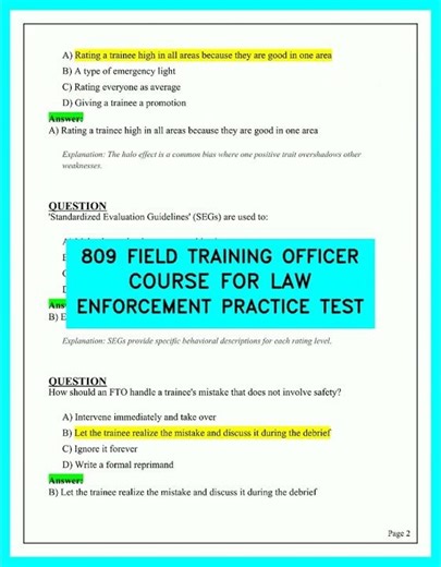 Pass the 809 Field Training Officer Course: Law Enforcement Practice Test & Strategy
