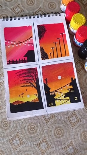 Easy sunset poster colour drawing 🎨🎨 #shorts #art #trending