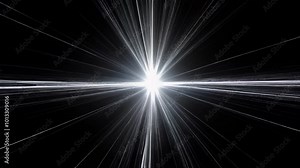 An abstract burst of light radiates in all directions, creating a dynamic and captivating visual effect with high contrast.