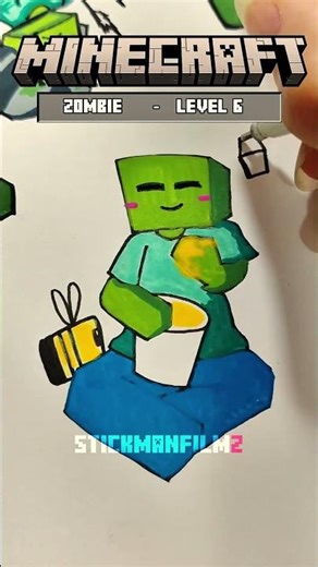 Drawing Zombie from Minecraft in different levels #minecraft #shorts #drawing