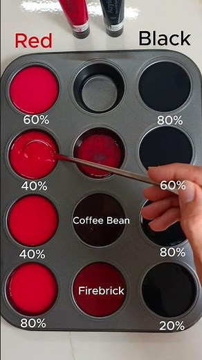 Mixing Red and Black Paints to Make Mystery Colors!