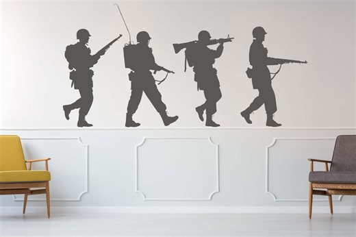 Military Wall Decor, Soldier Silhouette Sticker, Army Men Decal, Combat Art, Special Forces Mural, Veterans Day Decorations - Etsy