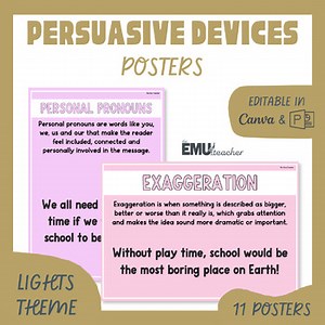 Persuasive Devices Writing Poster Lights Modality Opinion Rhetorical Question