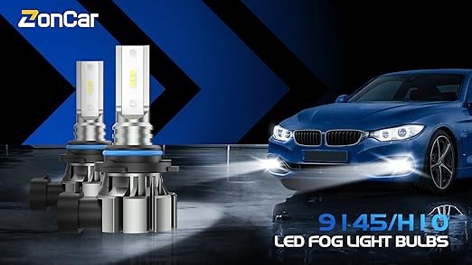 ZonCar Super Bright 12V H10 LED Fog Light Bulbs for Cars