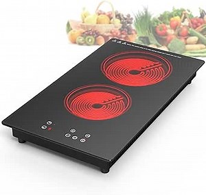 GIHETKUT Electric Cooktop,Built-in and Countertop Electric Stove Top, 2100W 110V Electric Burner 9 Heating Level, Timer & Kid Safety Lock, Sensor Touch Control 2 Burner Electric Cooktop.