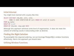 Mastering PostgreSQL: Order by Descending Aggregation within Window Functions