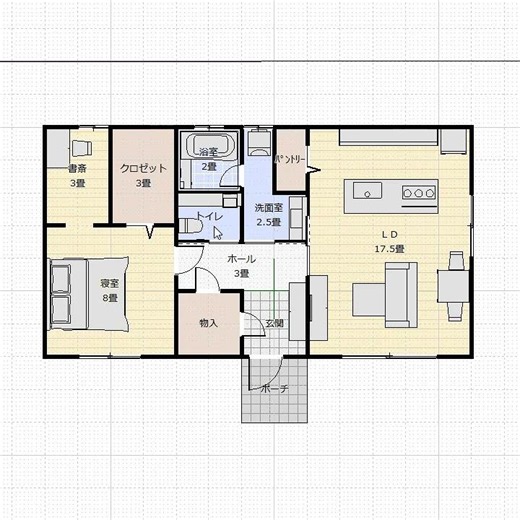 Small 1-Bedroom Single-Story House Layout for Low-Budget Solo Living: 23 Tsubo for Retirement