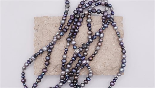 Long Mixed Black & Grey Cultured Pearl Necklace (69 Inches) - Etsy