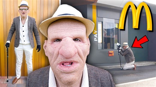 Man goes undercover as an old man at McDonalds drive thru