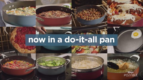 Ninja CW102WH Foodi NeverStick PossiblePan, Premium Set with 4-Quart Capacity Pan, Steamer/Strainer Basket, Glass Lid & Integrated Spatula, Nonstick, Durable & Oven Safe to 500°F, Vanilla Bean