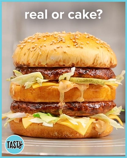 109K views · 66 reactions | Prepare to have your eyes, brain, and appetite befuddled as Inae prepares a jaw-dropping burger illusion cake. | Tasty | Facebook