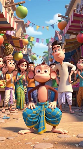 Viral Lungi Monkey Dance 🐒😂 | Funny Pixar Style 3D Animation Shorts#viralmonkey #monkeydancevideo