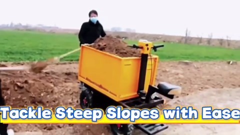 Electric Steel Transport Cart 2300lbs Capacity Power Material Handling Side Detachable, Construction Cart with Motor Braking, Includes Replacement Accessories, Standing Model, Red