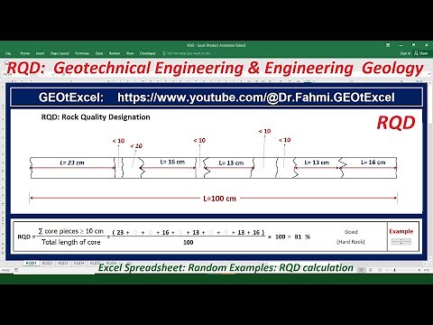 RQD Calculation (Rock Quality Designation): GEOtExcel: Geotechnical Excel Spreadsheets & Lectures