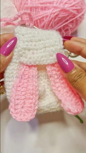 Turning Pink & White Yarn into THIS! 🐰🎀 #crochet#diy#goesviral#trendingshorts#yt#shortaday#ytstudio