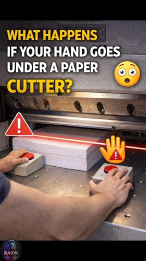 What Happens If Your Hand Goes Under a Paper Cutter? 😳 #papercutter #machinesafety #engineeringfacts
