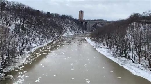Genesee River from the pedestrian bridge on the trail in Seneca Park
