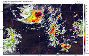 Northern Gulf Coast and Southeastern Louisiana (AL93): Data from satellites, surface observations, and radar indicates that the large low-pressure system is moving inland over southeastern Louisiana. The shower and thunderstorm activity associated with it is dispersed and mostly situated to the west and southwest of the center. As long as the center stays close to the coast today and tonight, there is not much chance for significant development, and the system is predicted to weaken as it progre