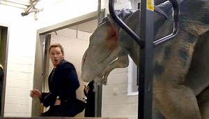 Chris Pratt Gets Pranked by Guys in Dinosaur Suits! (Video)
