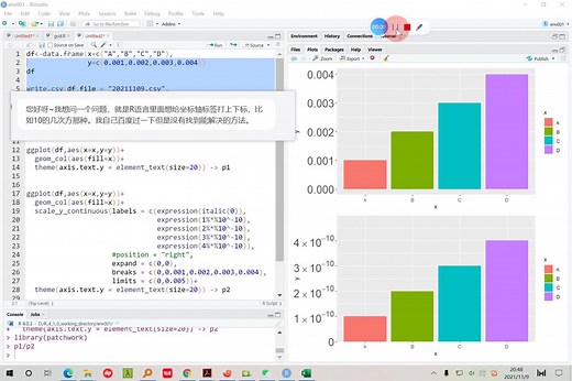 R语言ggplot2作图时给坐标轴的标签设置上下标