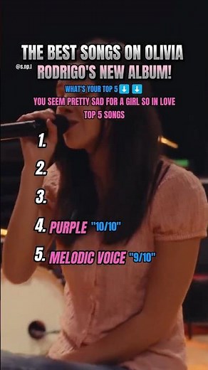 OLIVIA RODRIGO YOU SEEM PRETTY SAD FOR A GIRL SO IN LOVE "TOP 5 SONGS"🚀💜