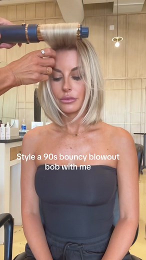 Style a 90s bouncy blowout bob with me 😍 @kayla.kellar #hairby_chrissy #bob #styleshorthair #90sblowout #90sblowouttutorial