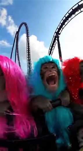 Monkeys Tried America’s Scariest Roller Coaster 😭🎢 #usa🇺🇸 #monkey #rollercoaster #screaming #funny