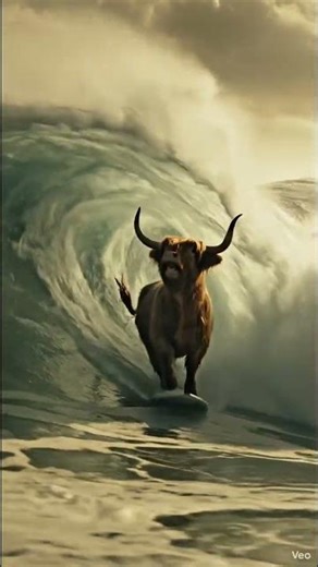 Just a cow that loves to surf 🐂🌊