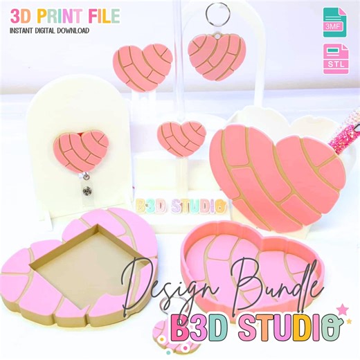 Concha Heart 3D Print File Bundle: Desk Organization (STL & 3MF Digital Download) - Etsy