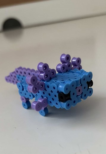 Adorable Purple and Blue Axolotl Crafted with Perler Beads