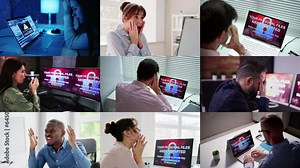 Ransomware Malware Attack. Business Computer Hacked