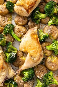 Sheet Pan Roasted Chicken with Smashed Potatoes