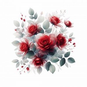 Red Rose Floral Border Clipart, Printable PNG, (digital Download) - Etsy