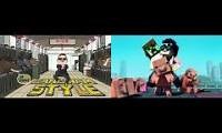 Mix of 2 videos from youtube : gangnam style vs minecraft