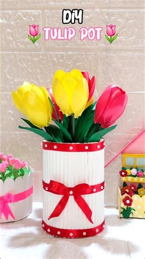 Diy Tulip Pot✨️🌷 #diy #tulip #decor #viral #trending #shorts #viralvideo #handmade #subscribe #fyp