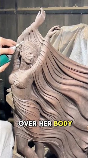 “A Stunning Standing Woman Carving: Art in Every Curve”. #woodcarving #shorts #wood