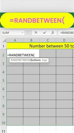 Type random number in excel 🔥#youtubeshorts #shorts