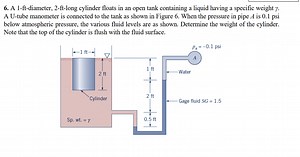 A 1-ft-diameter, 2-ft-long cylinder floats in an open tank cont... | Filo
