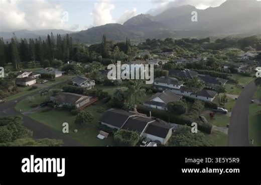 flying over kauai in the morning . High quality HD footage