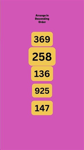 Descending Order 3 digit numbers Example 23 #maths