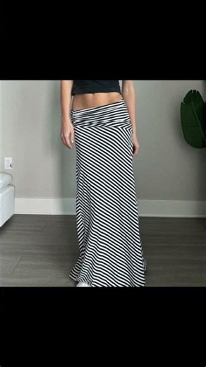 Striped Maxi Skirt – Ankle-Length Design with a Slight Flare