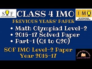 BOOST YOUR SOF IMO Level-2 SCORE with Class 4 SOLVED PAPER 2016-17 Q1-Q20!