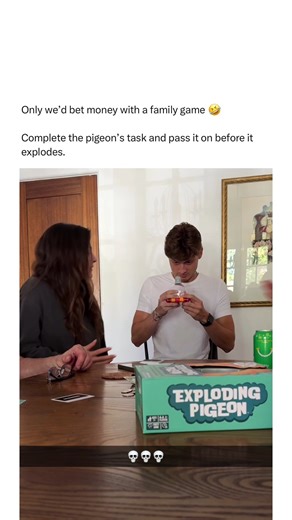 Exploding Kittens on Instagram: "Exploding Pigeon had everyone worked UP  #explodingpigeon #gamenight #newgames"