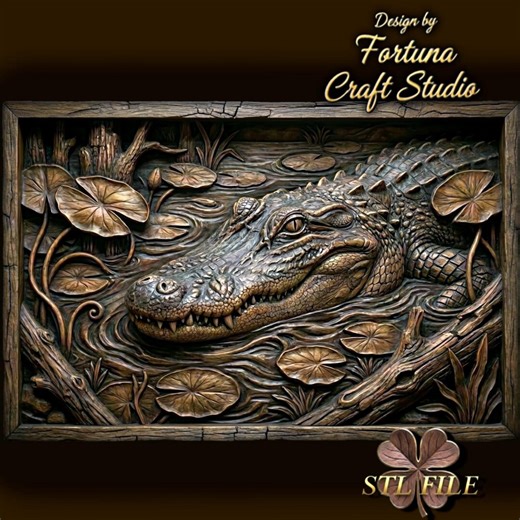 Alligator 3D Relief – STL File for CNC & 3D Printing. Wildlife Wall Art. - Etsy