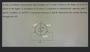 A wire of uniform cross-section and resistance of 12 ohm is ben... | Filo