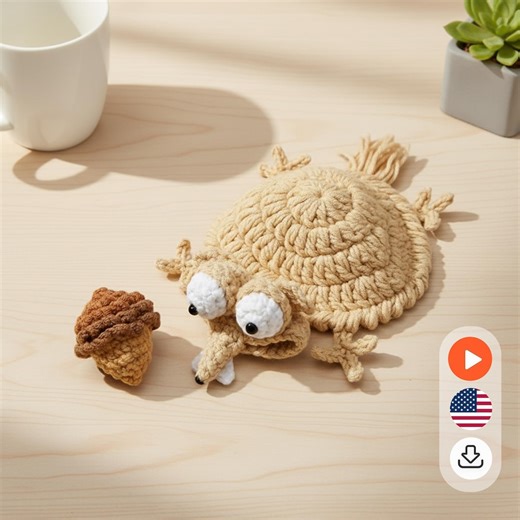 Funny Squirrel &acorn Coaster Crochet Pattern, Beginner Amigurumi Mug Rug (PDF Pattern W/video) - Etsy Hong Kong