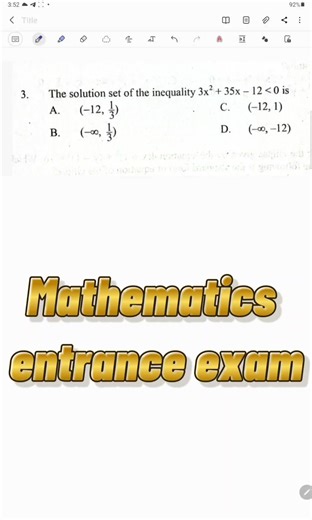 Grade 12 Mathematics entrance exam #creatorsearchinsights